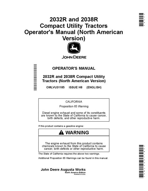 john deere 2038r|2017 John Deere 2032R & 2038R Maintenance Interval Chart